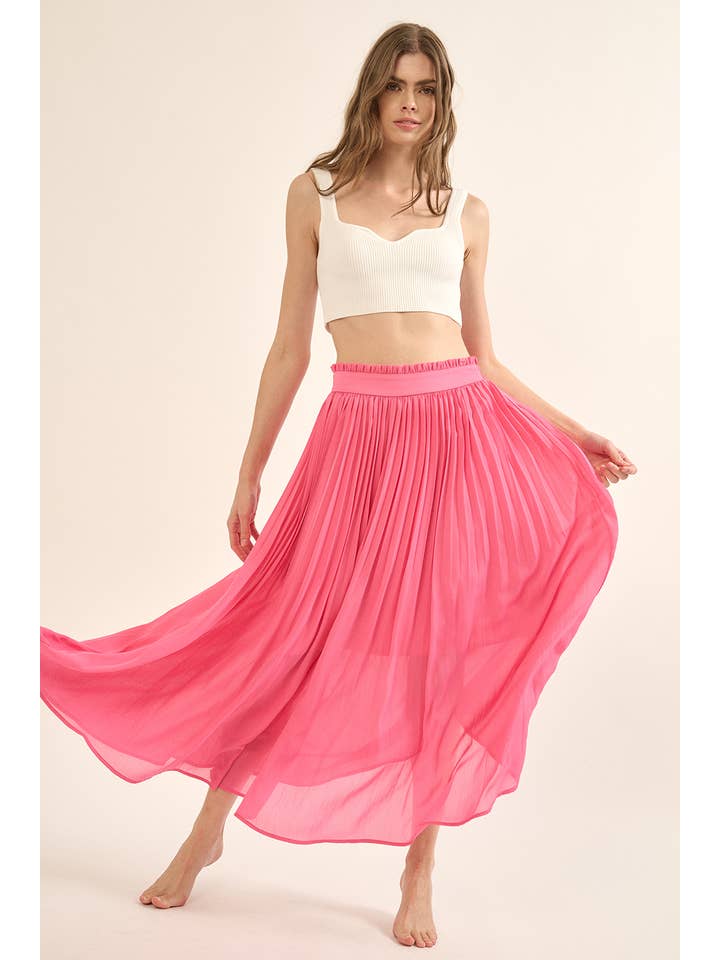 Promesa USA - Wholesale Skirt - Women's - Solid Pleated Chiffon Maxi Skirt