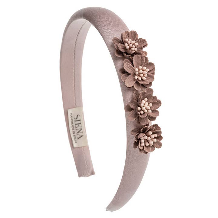 Satin headband with Candy flowers for wholesale by Siena Hair Accessories