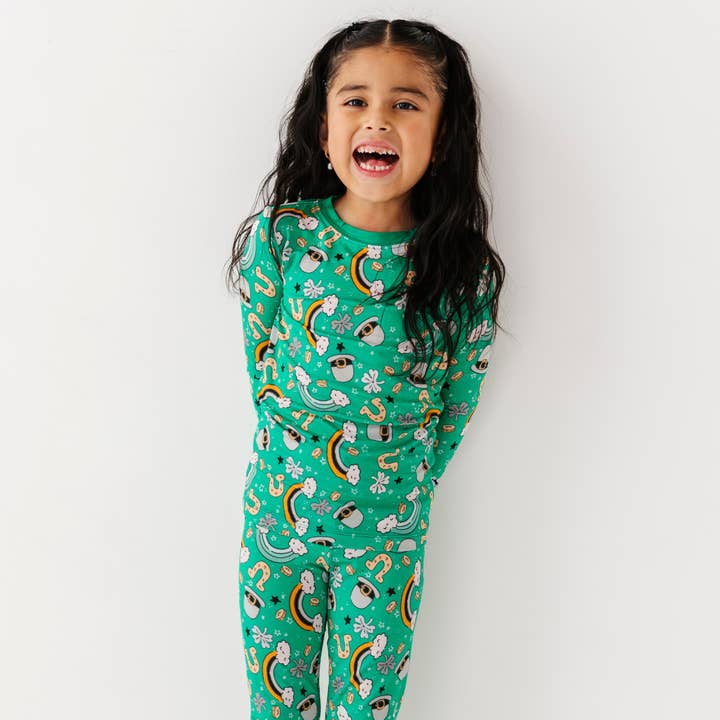 Ain't Over Til It's Clover Green Pajamas for wholesale by Kiki + Lulu