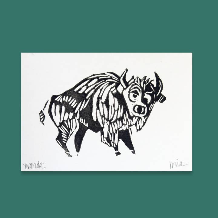 Wanda the Bison Linocut Art Print (Signed Original) for wholesale by Hammock Fine Art
