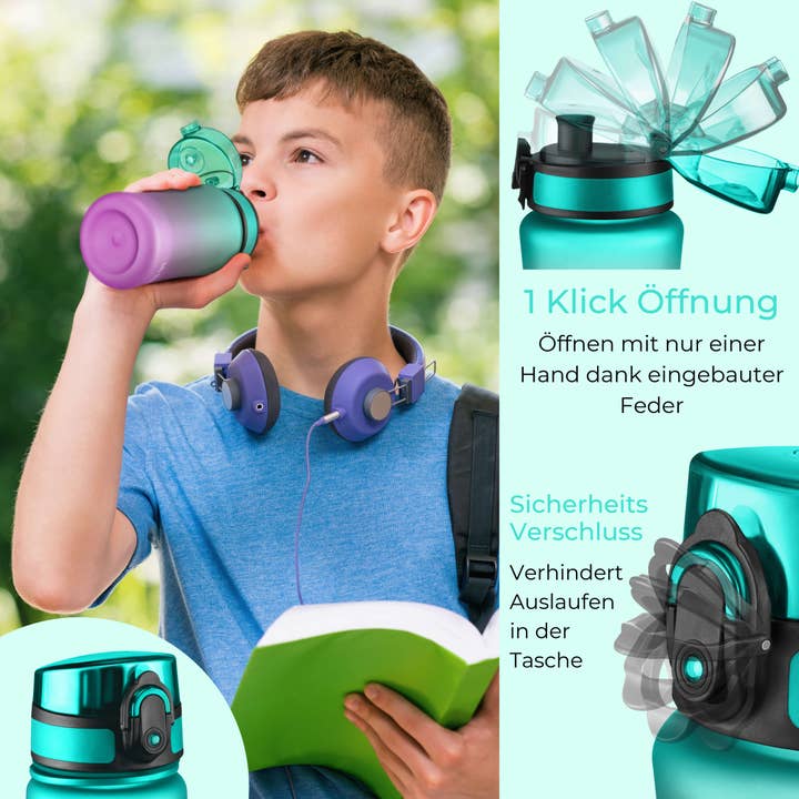 Myvesperbox – Großhandel Trinkflaschen – MyVesperbox Minny Trinkflasche 300ML Flip Flop Lila Grün