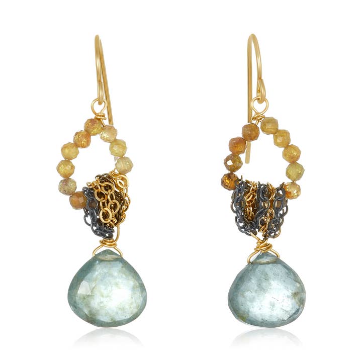 Gem Ring Aqua Drop Earrings for wholesale by Mabel Chong