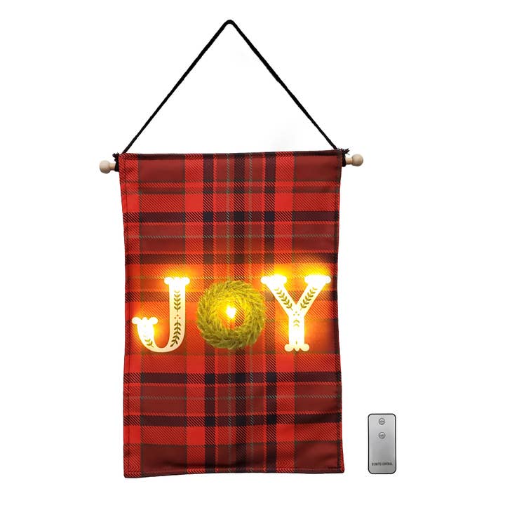 Battery-Operated Lighted Wall Banner - JOY for wholesale by LumaBase