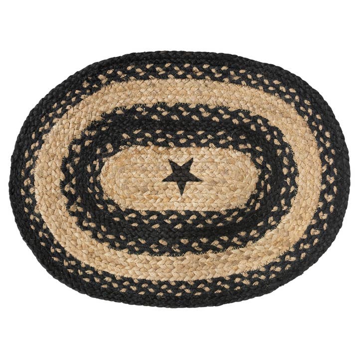 Braided Black Star Jute Placemat for wholesale by The Hearthside Collection