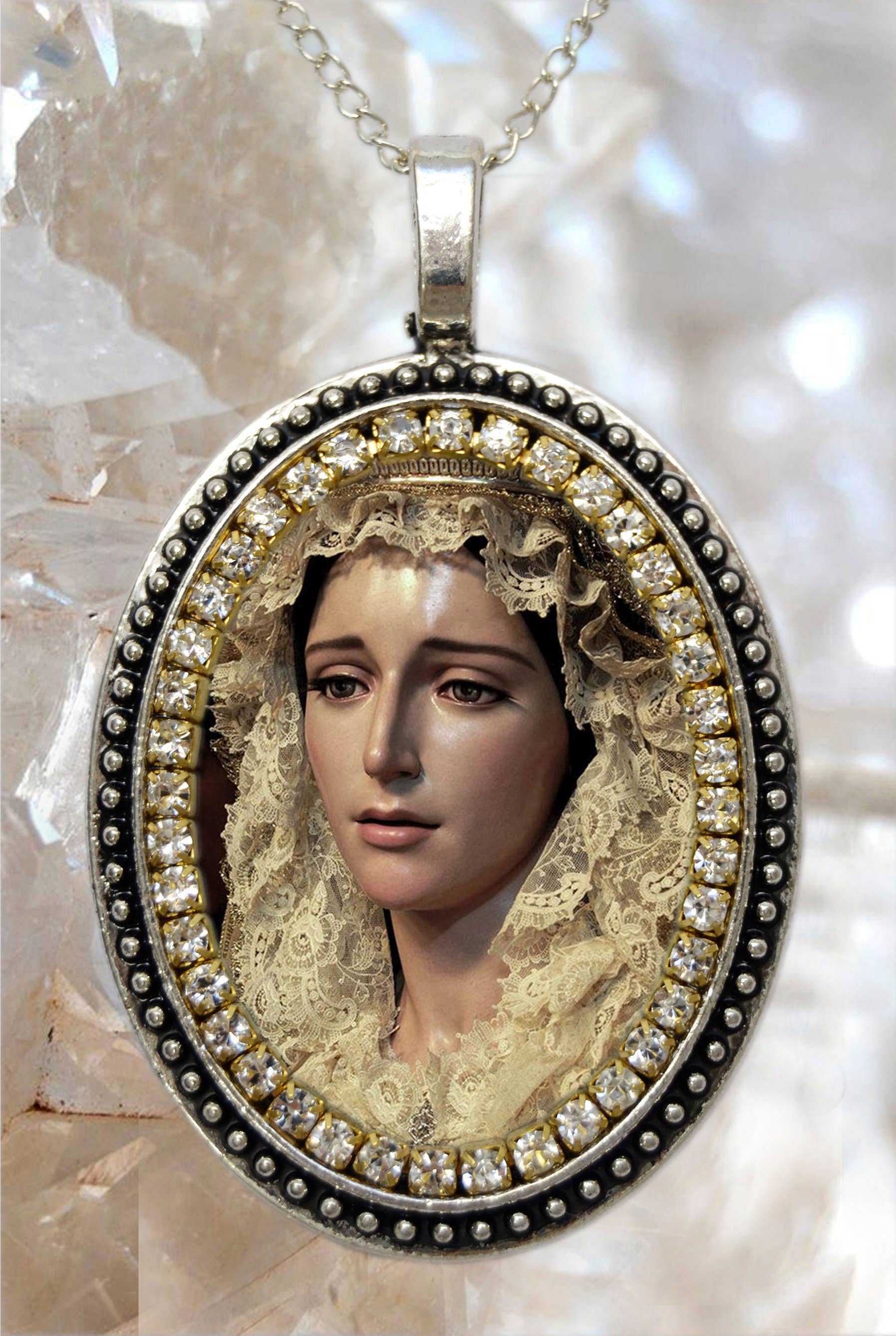 MariaSantissimaShop - Venta al por mayor Collares con colgantes/abalorios - Collar de la Virgen de la Estrella de Vélez Málaga, Medalla Religiosa Cristiana0