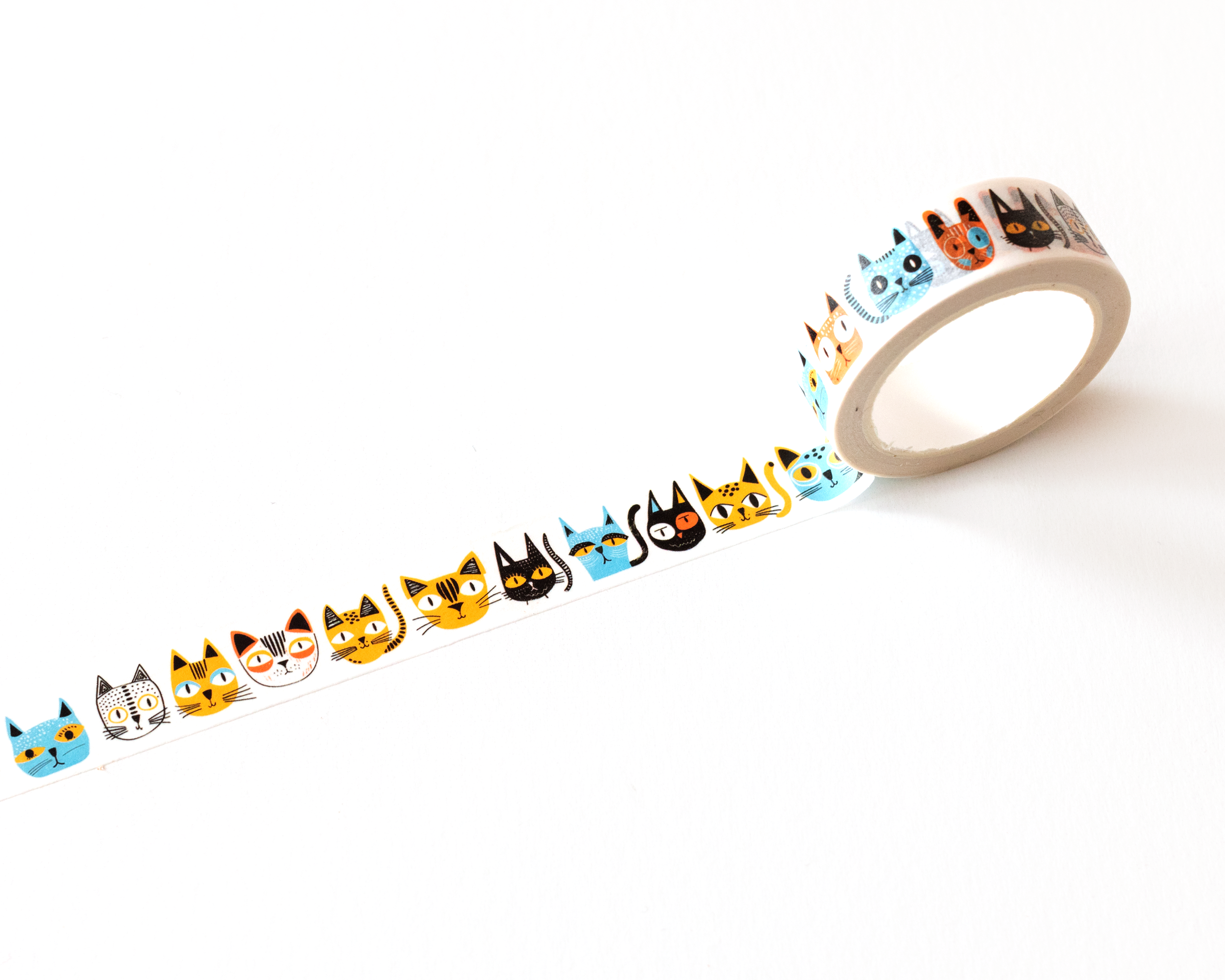 RippleSplash Studio - Wholesale Washi Tape - Playful Cat Faces Washi Tape - 15mm x 10m1