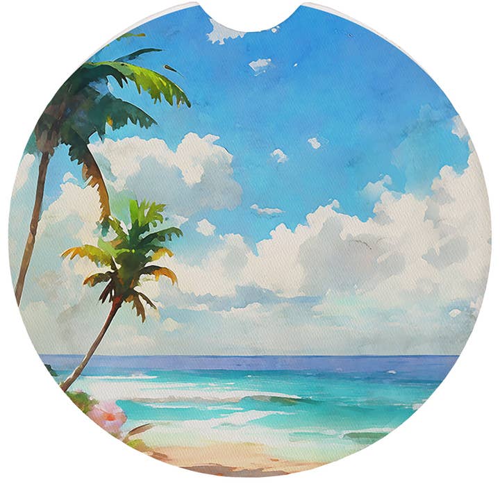 Sincere Surroundings – wholesale Coasters – Palm Beach Scene - Car Coasters