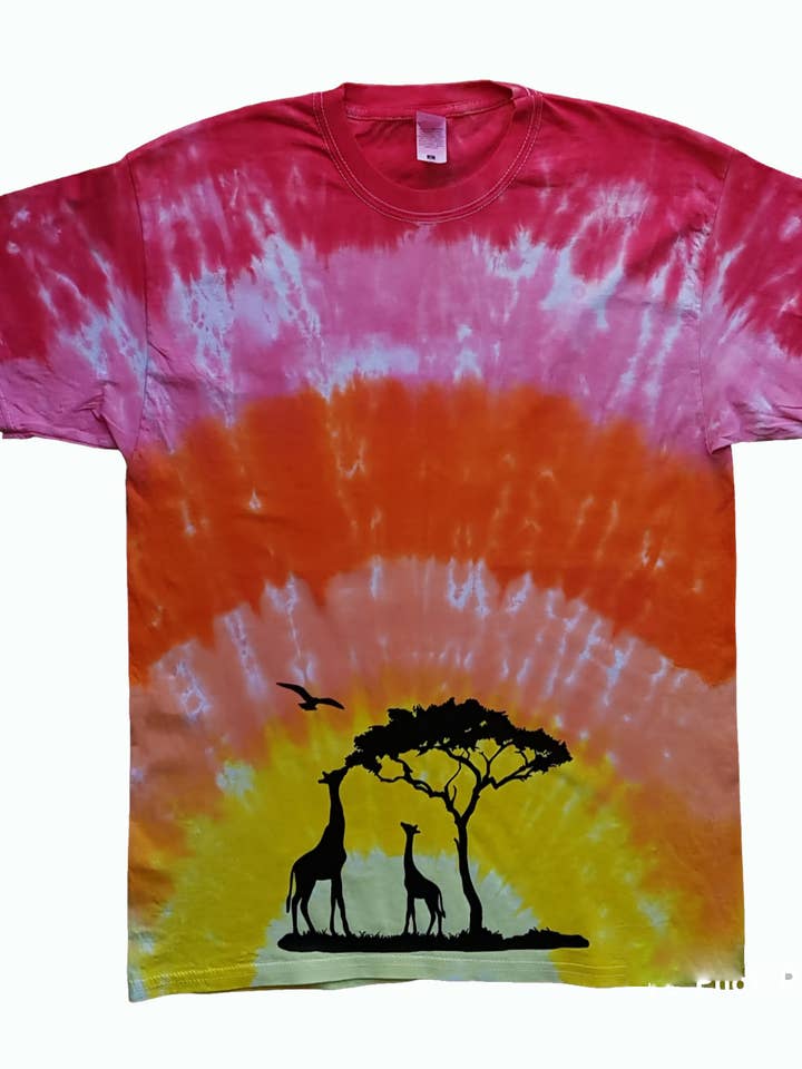 Camisa Giraffe Dusk Skyline - Camisa de manga corta teñida anudada para venta al por mayor de VeEco Gifts