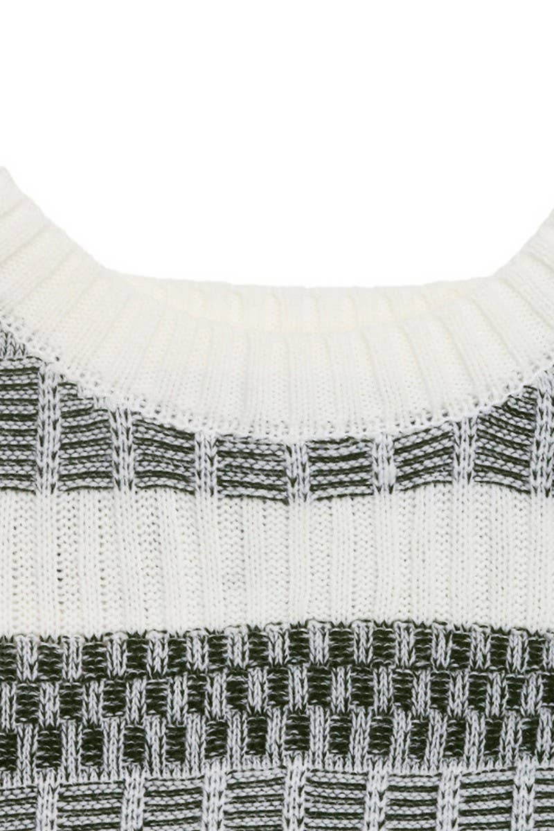 ARMYGREEN CWOSWL07895_STRIPED LONGSLEEVED PULLOVER KNITTED SWEATER TOP for wholesale on Faire8