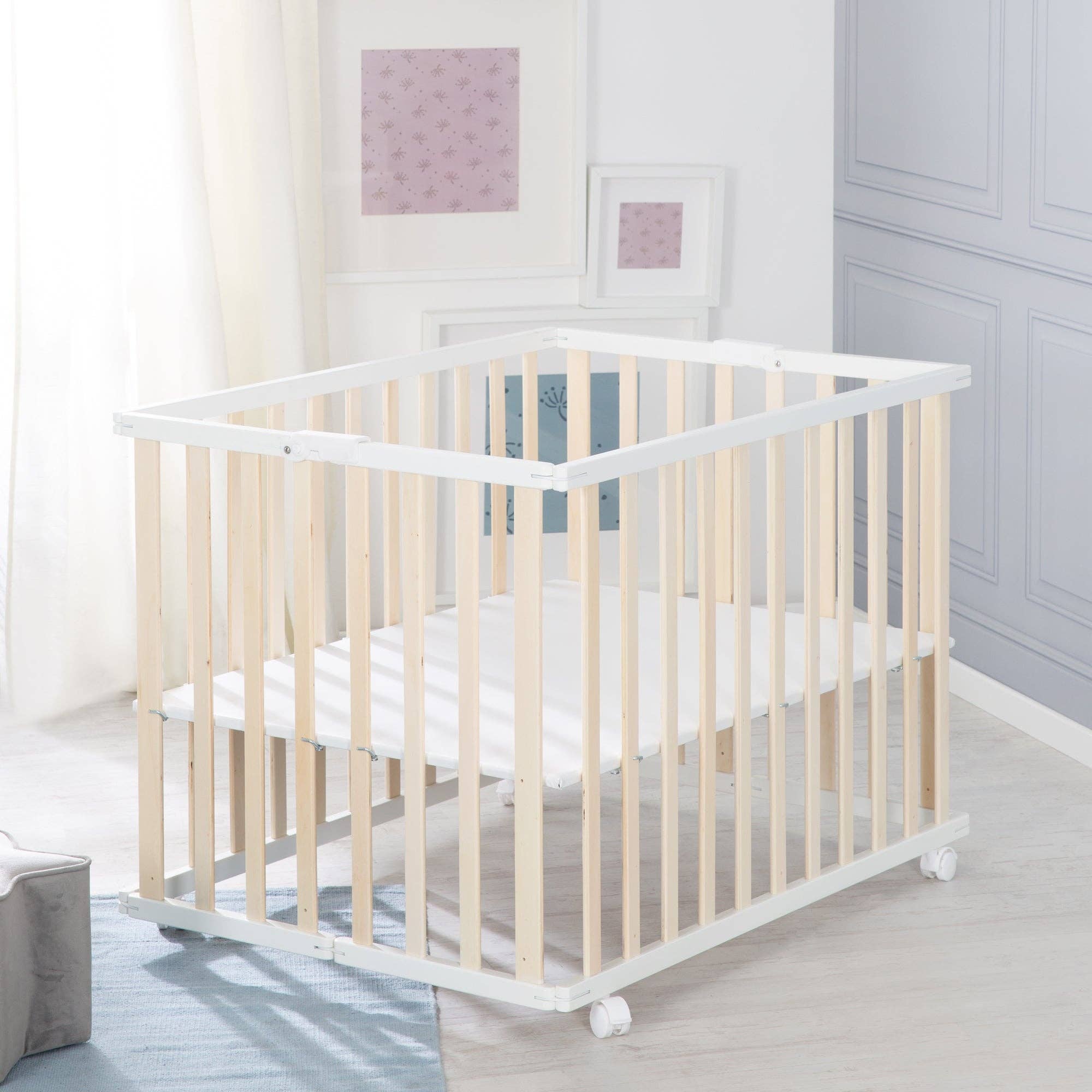roba kids - Wholesale Bedroom Furniture - ROBA foldable playpen, bicolor, 75x100cm, space-saving1