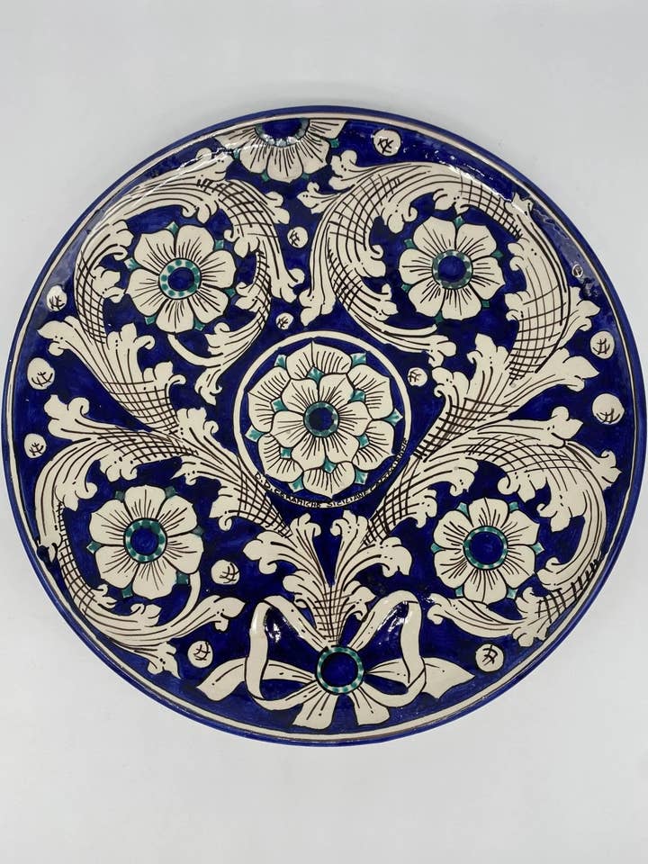 Plato decorativo pintado a mano diámetro cm 30 Decor n.8 para venta al por mayor de DD Ceramiche Siciliane