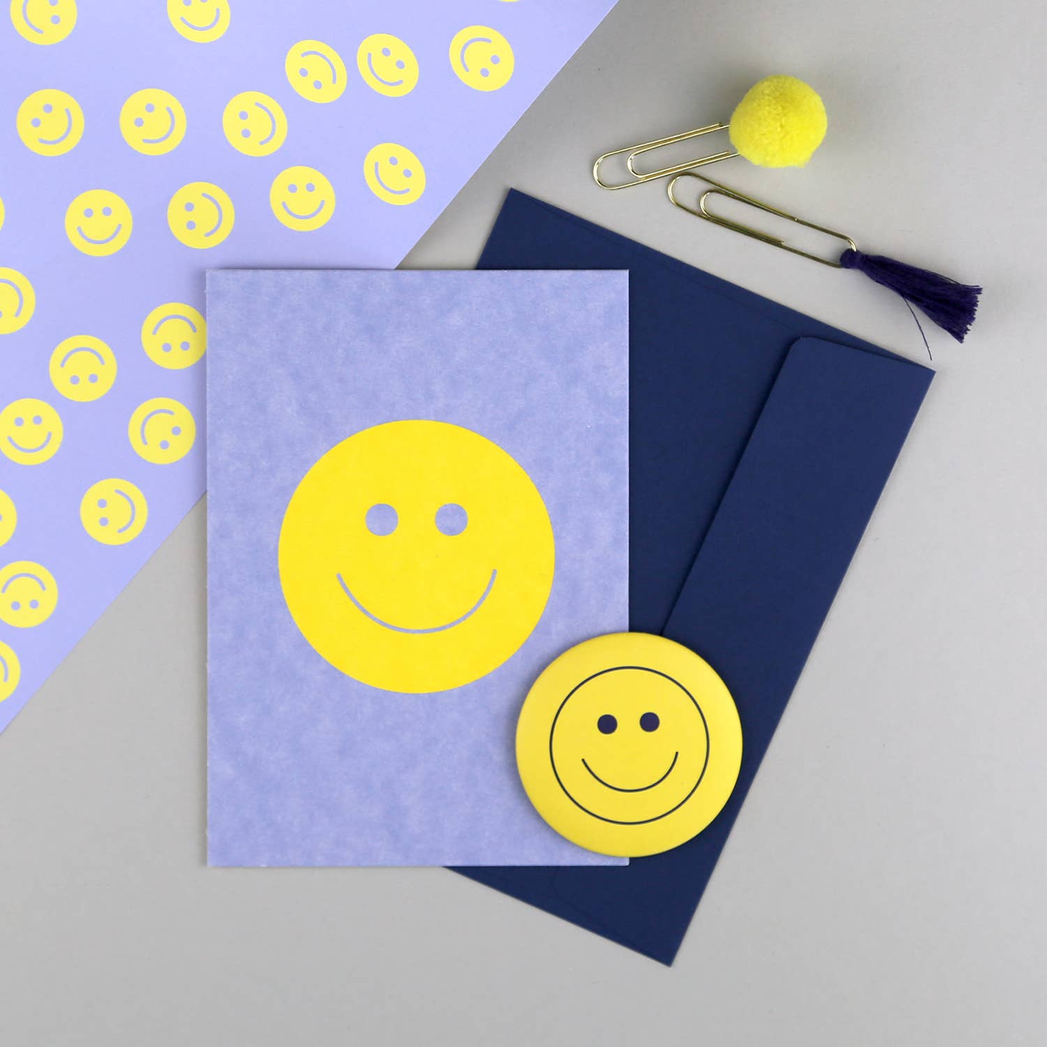 Kunst an Papier – Engroshandel Postkort – Postkort med Smiley i træmasse2