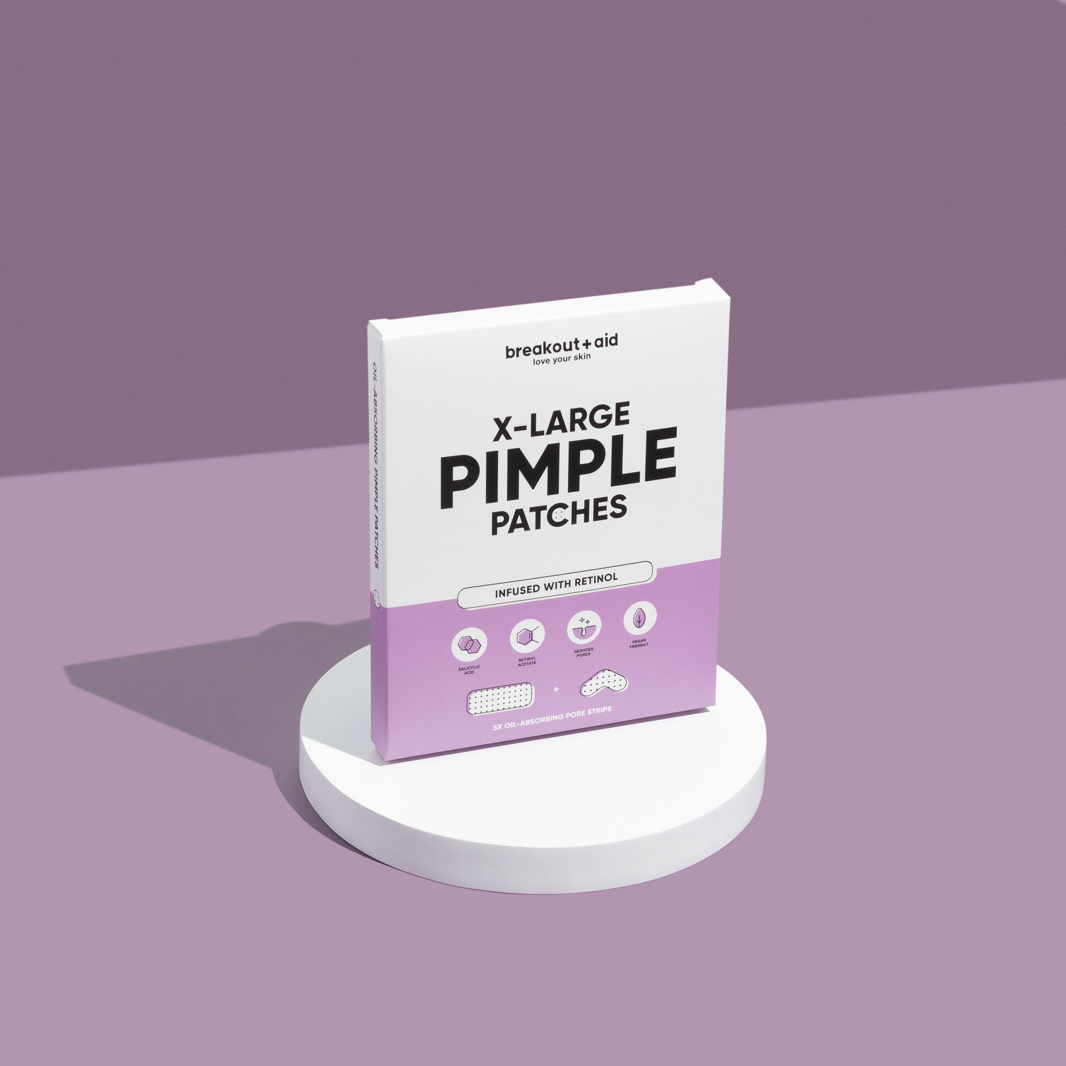 BreakoutAid – wholesale Acne/hydrocolloid patch – X-Large Pimple Patches Infused with Retinol & Salicylic acid3