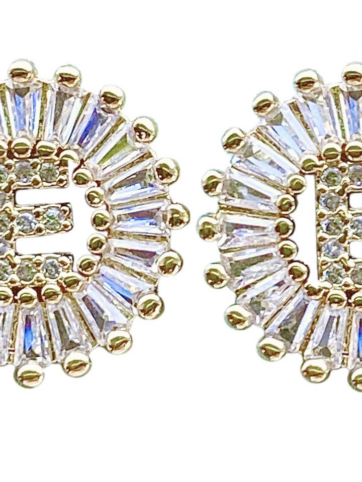 Circle Initial Stud Earrings - Individual for wholesale by Gemelli