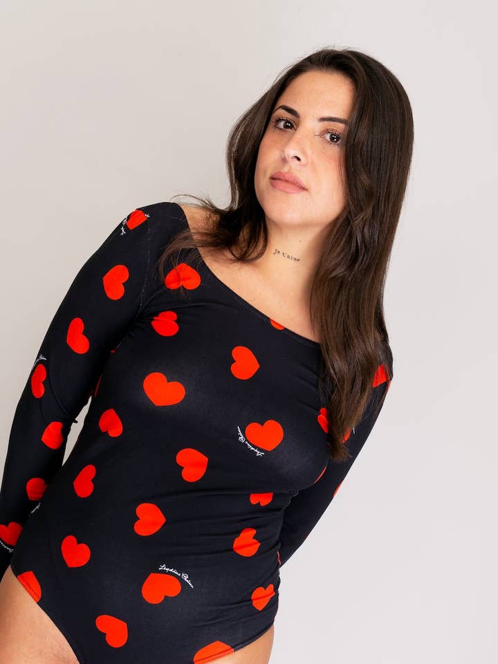 Body HENRI Noir Coeurs Rouges for wholesale by Léopoldine Chateau