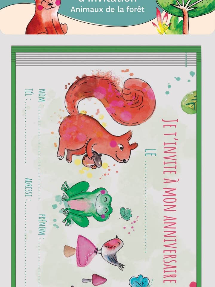 Convite de Cartão C&L - Conjunto de 8 - Animais da Floresta por atacado de P'tit Clown