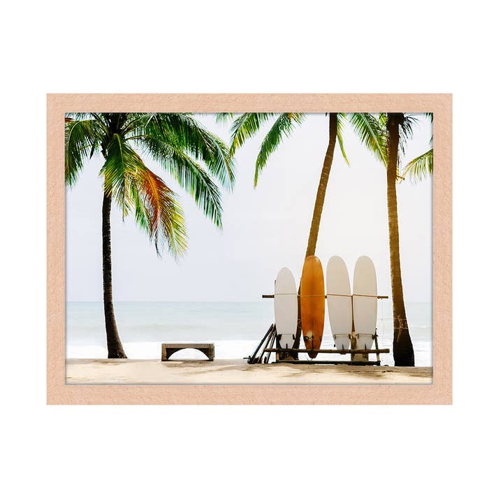 Naturlig Plakat med surfbræt og palmetræer i ramme for engroshandel på Faire