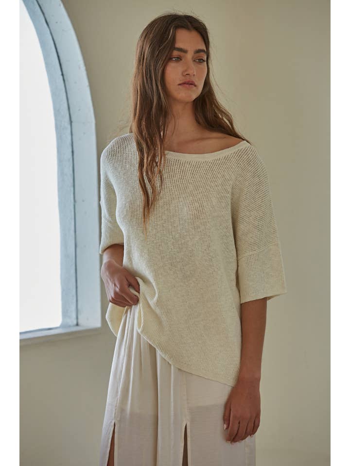 By Together - Wholesale Knit Top - Women's - W1251 | Knit Cotton Short Sleeve Sweater Top