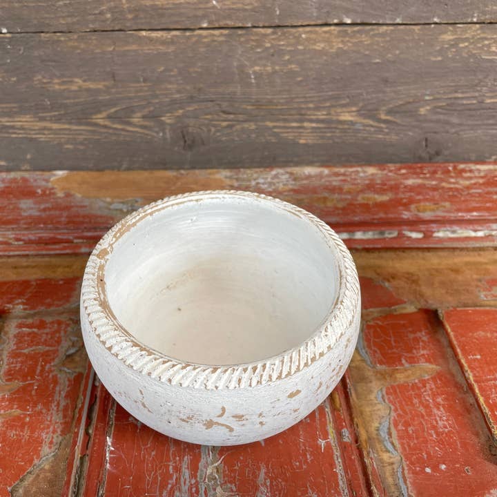 My Amigos Imports - Wholesale Candle holder - Pearl Candle Vessel-White-Candle Ready-Clay-5 x 5 inch-Pearl1