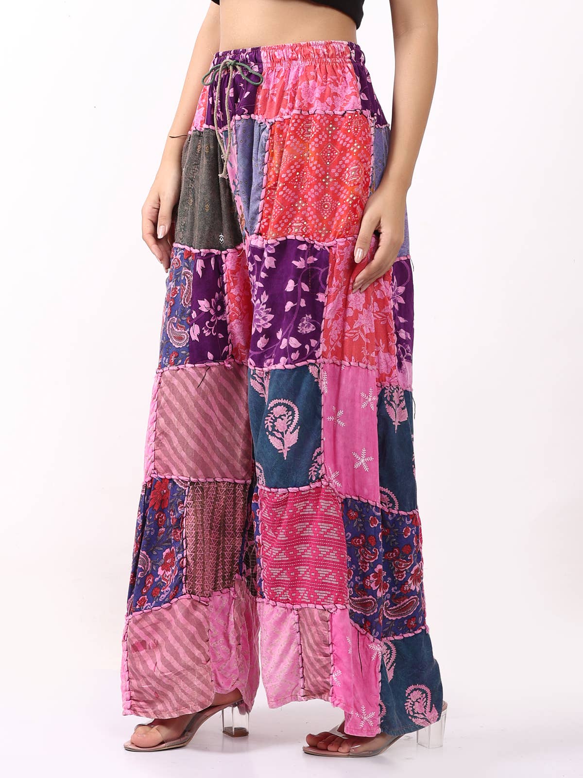 Wevez - Venta al por mayor Pantalones - Mujer - Lote mixto de pantalones de mujer de cintura elástica con efecto lavado a la piedra y patchwork6