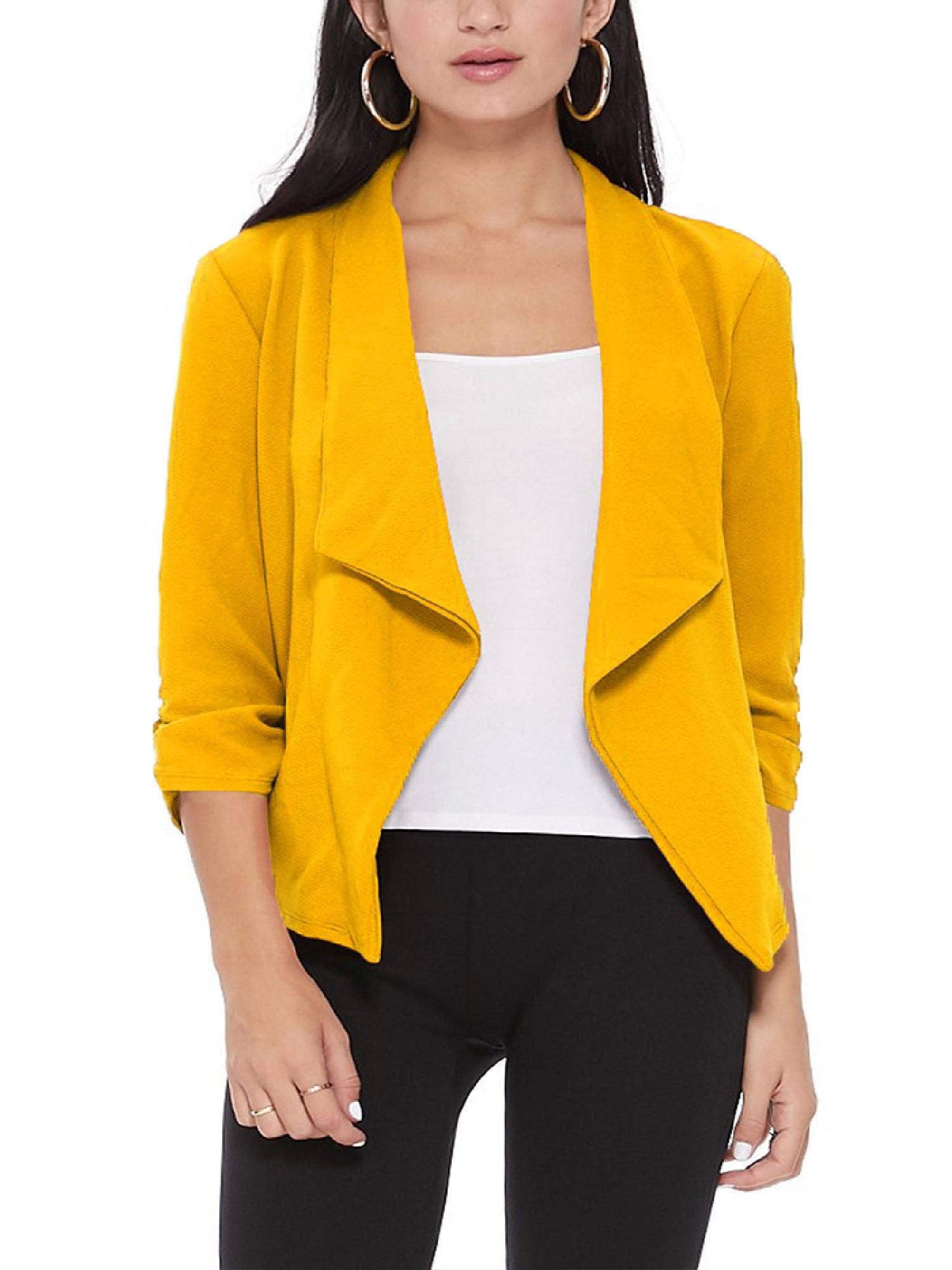 MOA COLLECTION - Wholesale Blazer - Women's - Casual Open Front Draped Solid Blazer Jacket36