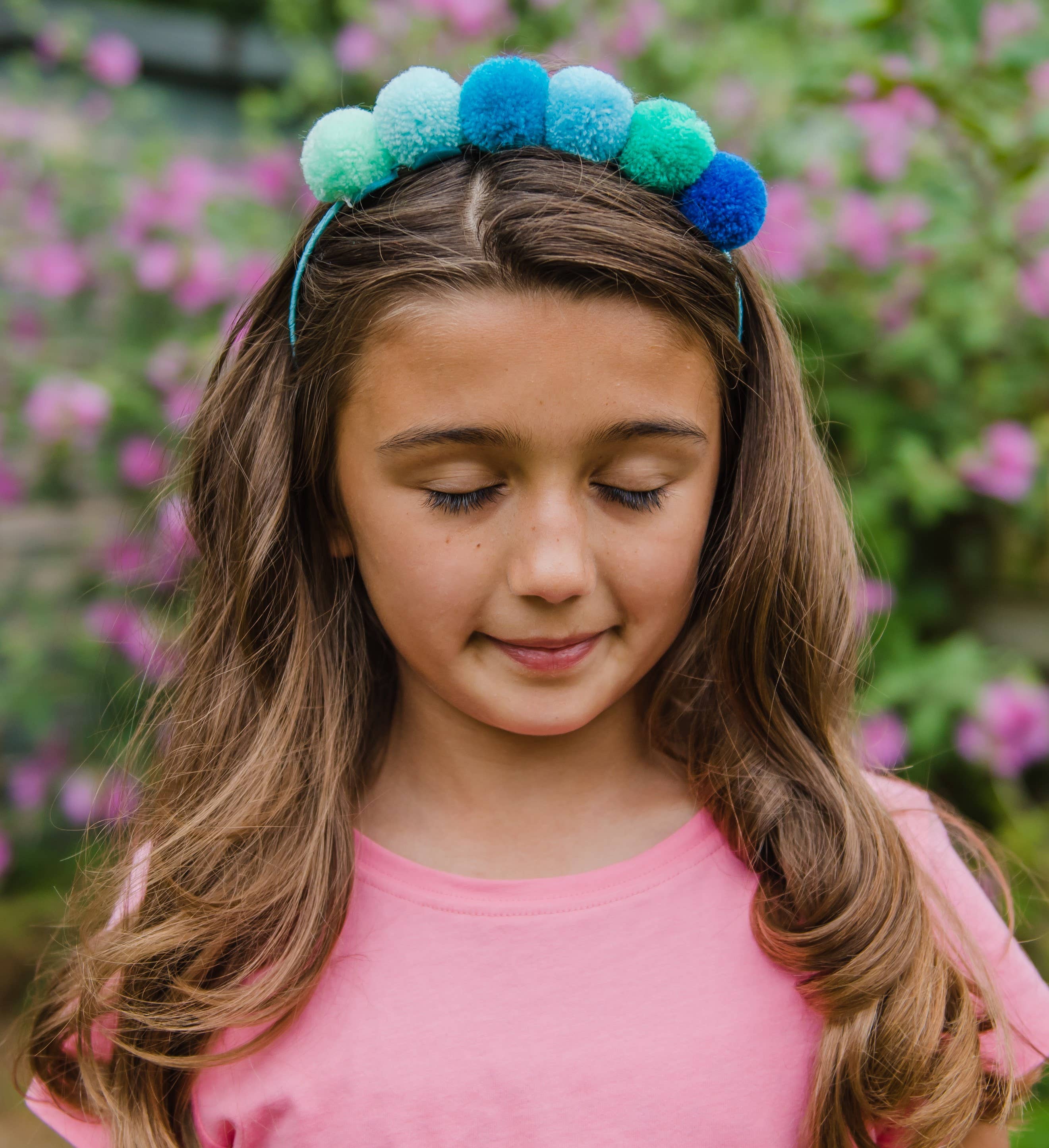 PomPom Galore – wholesale Fashion Headband - Kids – Blue Pom Pom Headband