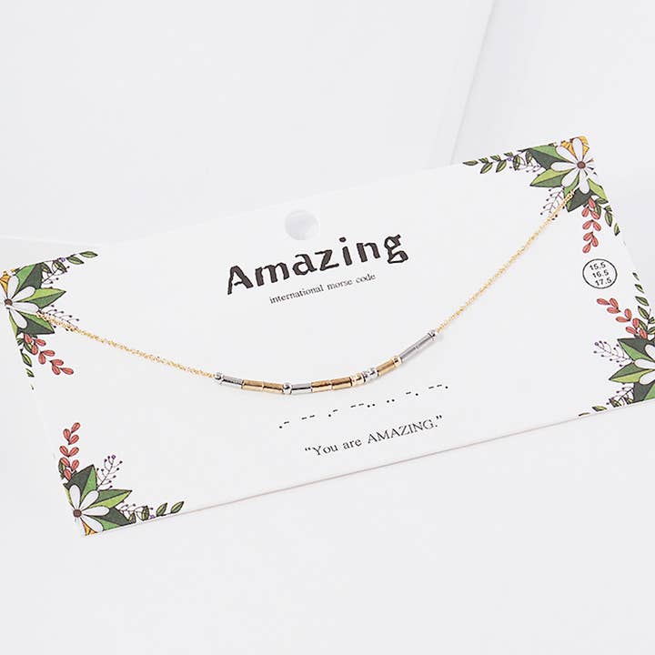 Fashion City - Wholesale Link & Chain Necklace - Positivity Morse Code Necklace12