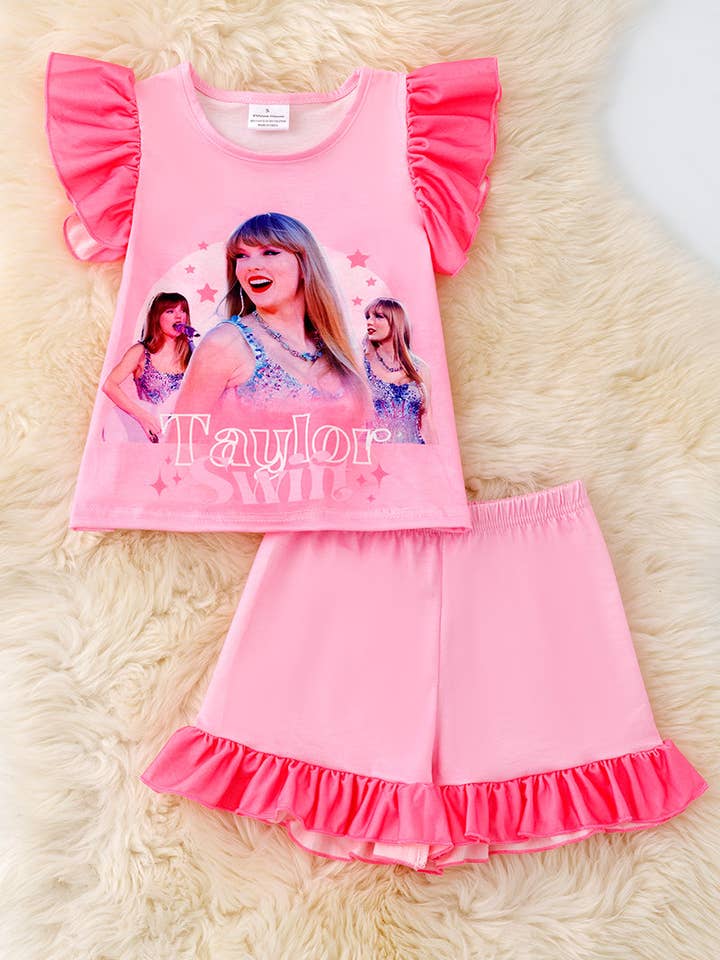 Kids Charm Online - Wholesale Top & Pant Set - Kids - Pink Tayl*r Sw*ft printed 2 piece set. OFG50607 SOL