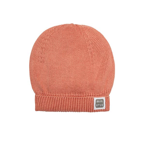 Bonnet bébé en tricot rose poussiéreux 100 % coton pour la vente par Minutus