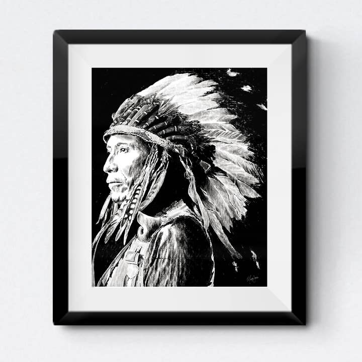 Strength & Pride | Native American Indian Ch Noir et Blanc pour la vente par Standish Design Studio