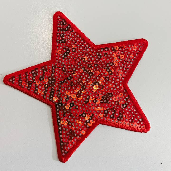 TEELUX - Wholesale Patch - 4" RED Star - Sequin Embroidered Hat Patch3