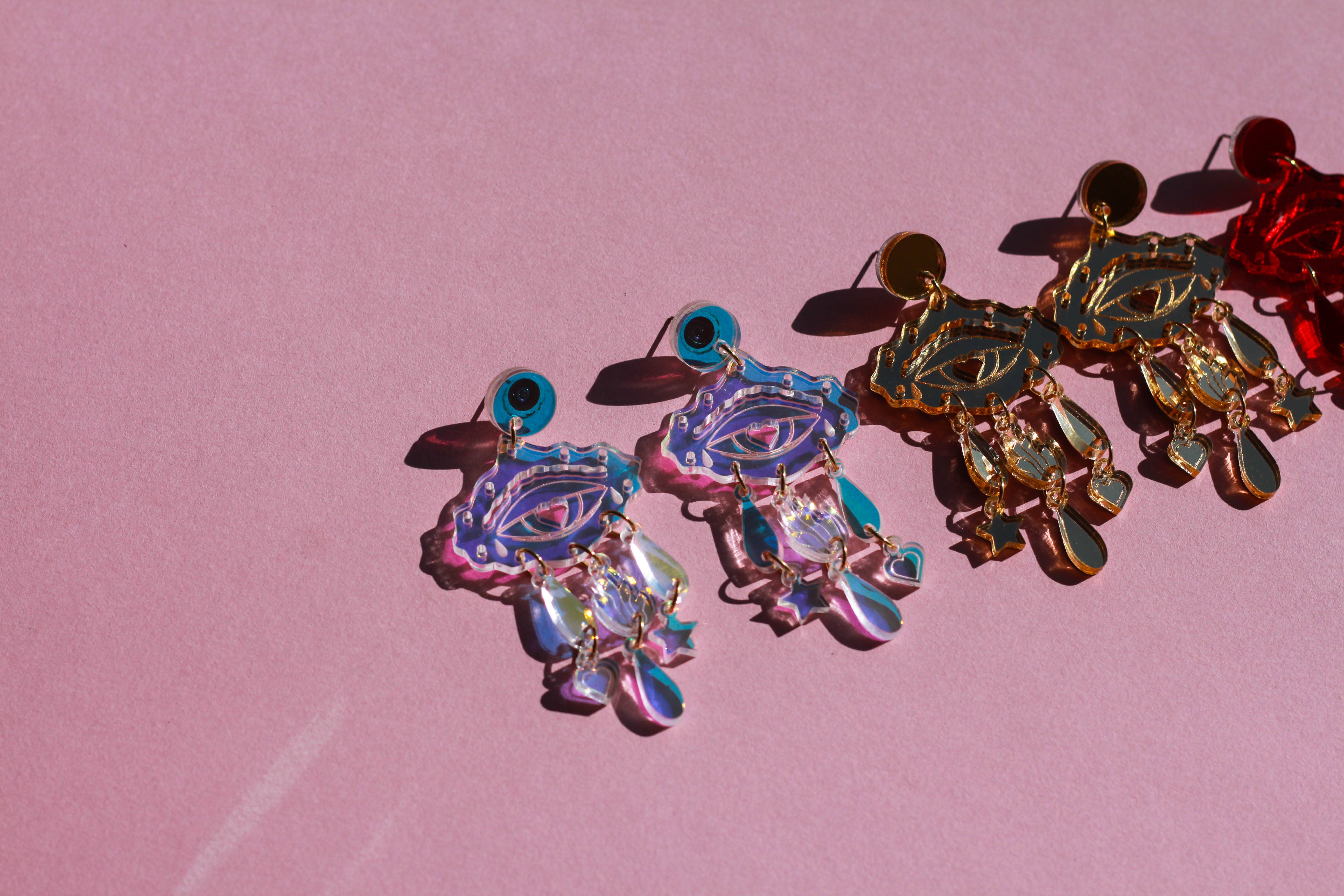 LUNA & SAYA - Wholesale Dangle Earrings - Sacred Eyes Dangles | Acrylic Statement Earrings6