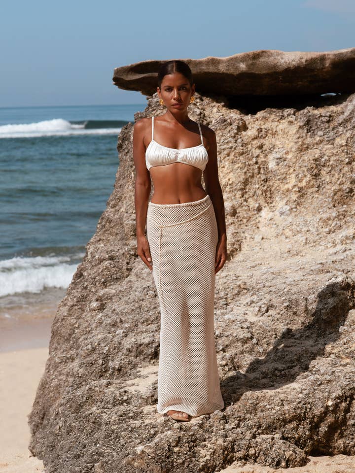 Sunni strikket mesh-nederdel for engroshandel hos Loery