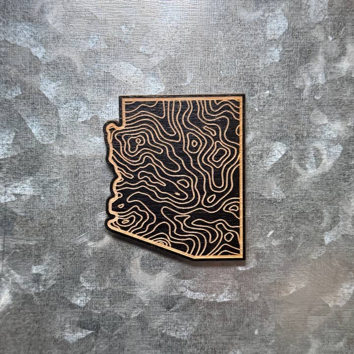 Arizona State Topography Wood Magnet for wholesale by Blaze Design Co.