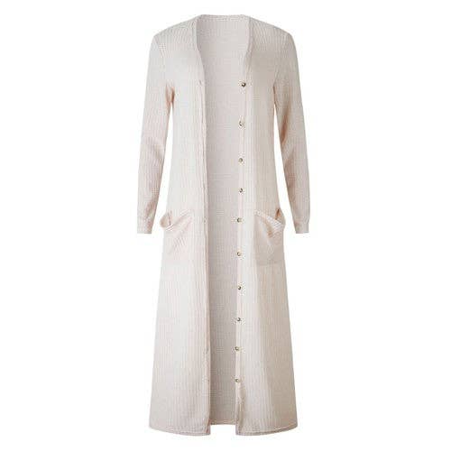 Supreme Fashion – Engroshandel Frakke - Dame – Solid knaplukning forlommelang cardigan i strik1