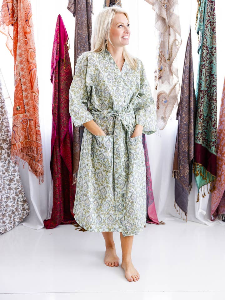 Rahab's Rope - Wholesale Robe - Women's - Block Print Trellis Robe