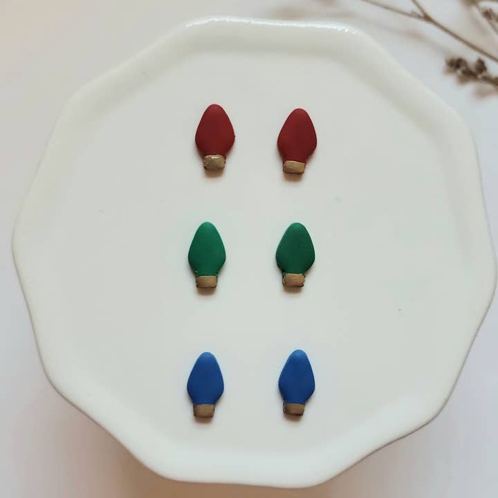Harper Klay Co - Wholesale Stud/Post Earrings - The Christmas Lights Studs - Polymer Clay Earrings 2