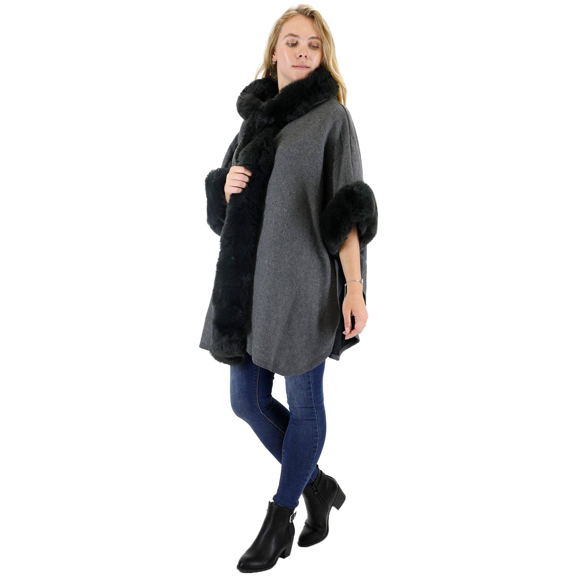 TAPA fashion - Wholesale Fur/Faux Fur Coat - Women's - Fur Hoodie Shawl P183 (3PC)16
