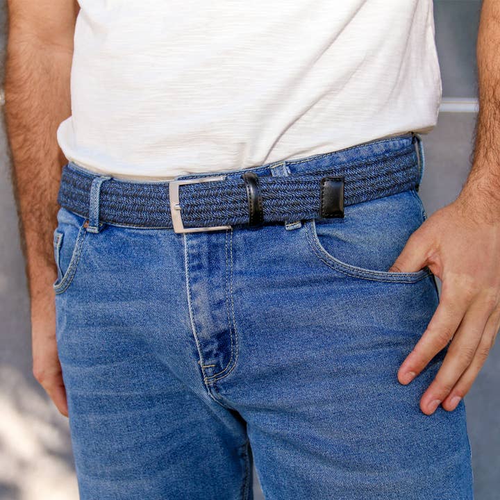 Darren Twisted Yarn Woven Stretch 3.5 CM Belt - Navy for wholesale on Faire1