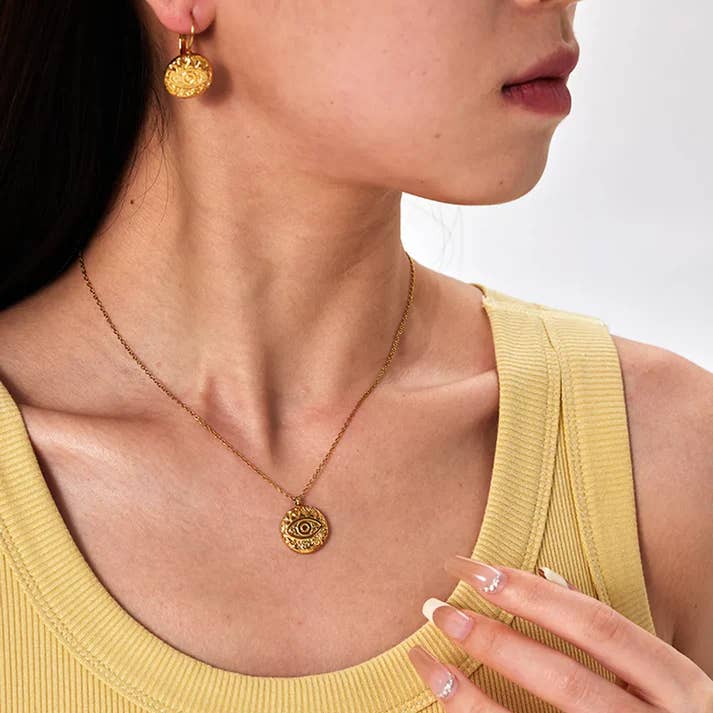 Djävulens öga halsband i titanstålförgyllning grossist för wholesale av Gooddiy