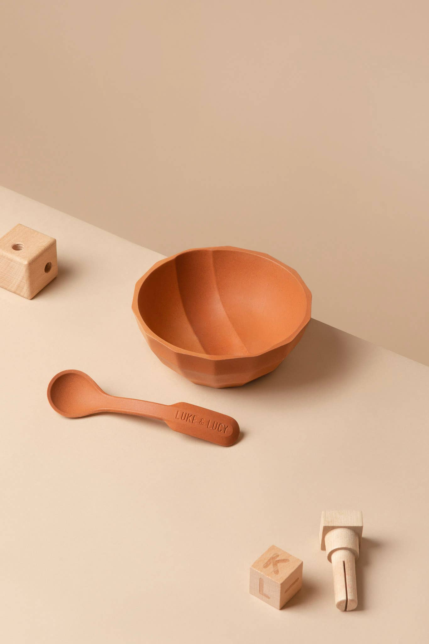 Luke & Lucy - Wholesale Bowl - Kids & Baby - Channel Bowl Mini and Pairing Spoon | Bamboo-blend Cinnamon