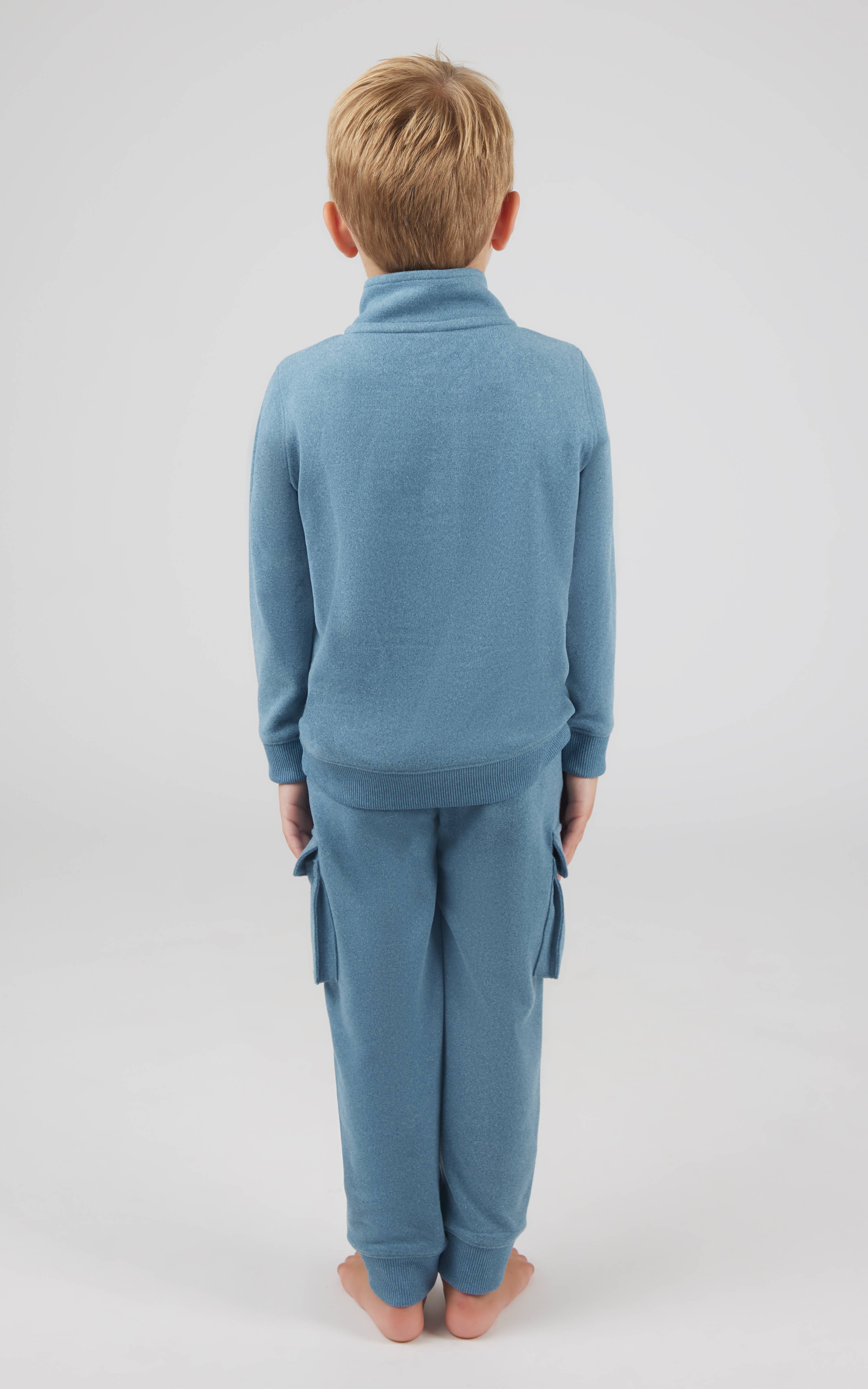 90 Degree by Reflex & Yogalicious - Wholesale Top & Pant Set - Kids - Toddler Boys Melange Fleece Half Zip and Jogger3