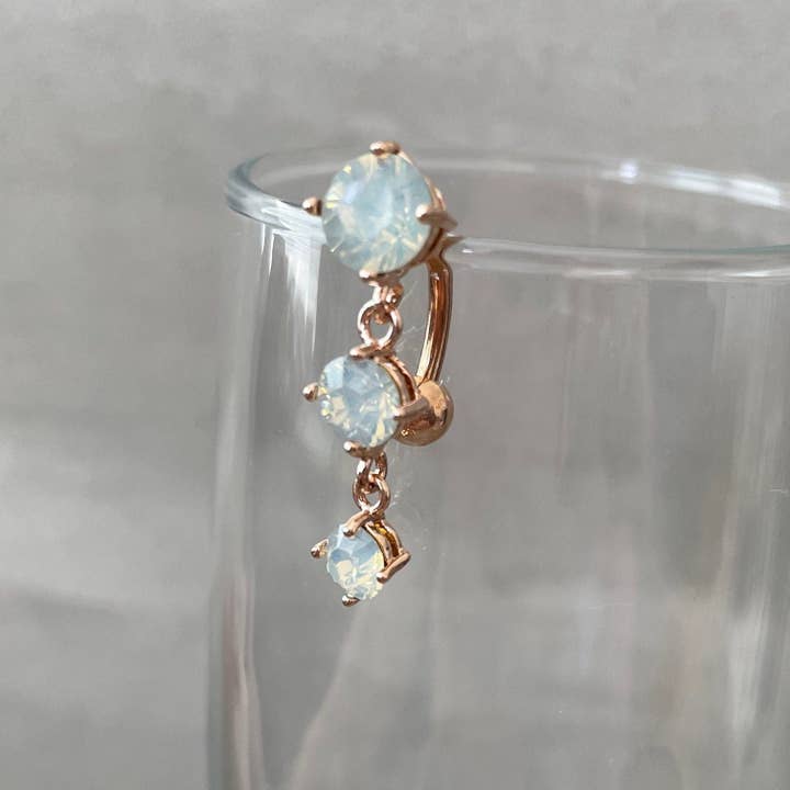 Elara Body Jewelry – wholesale Belly ring – Opalescent Top Down Rose Gold Belly Button Ring (14G | 10mm | Surgical Steel | Gold, Rose Gold, or Silver)