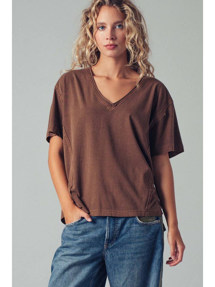 Urban Daizy - Wholesale T-Shirt - Women's - Vintage Wash V-Neck Cotton Tee15