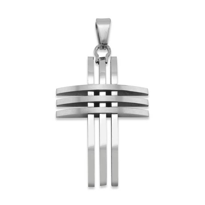 WJW - Wholesale Individual Charm/Pendant - Stainless Steel Triple Cross Pendant