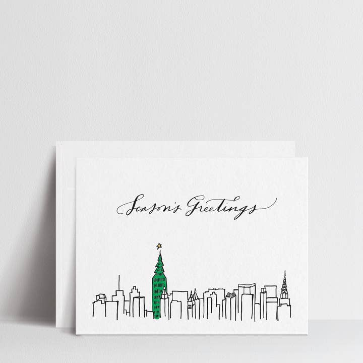 Felices Fiestas, Horizonte de NYC - Tarjetas de Felicitación para venta al por mayor de Paperfinger