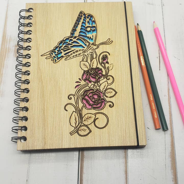 Cuaderno de bocetos pequeño de mariposas y flores para venta al por mayor de Genesis 3D