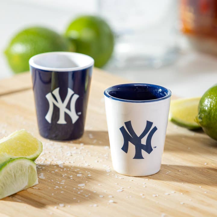 New York Yankees 4-Piece Ceramic 2oz. Shot Glass Set for wholesale by Evergreen Enterprises