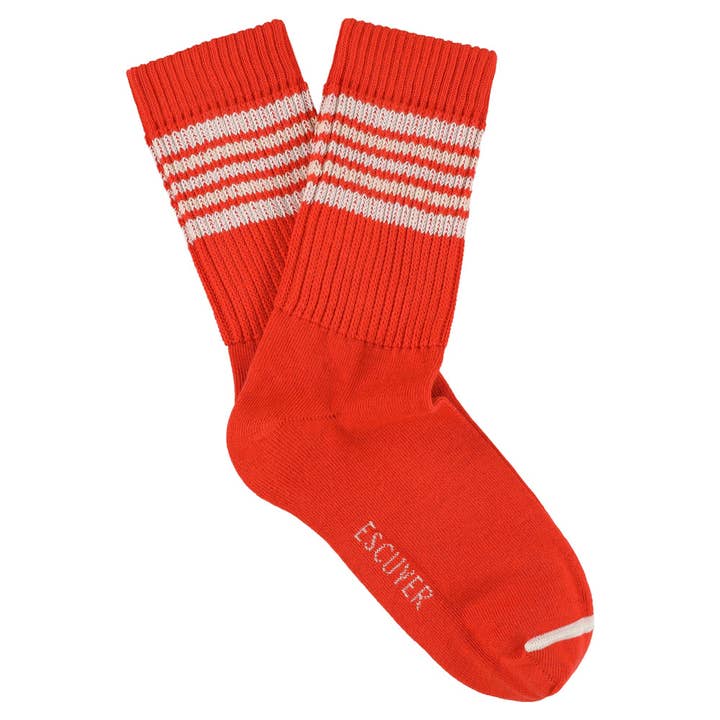 Chaussettes Femme 5 Rayures - Orange / Noisette / Sable pour la vente par ESCUYER