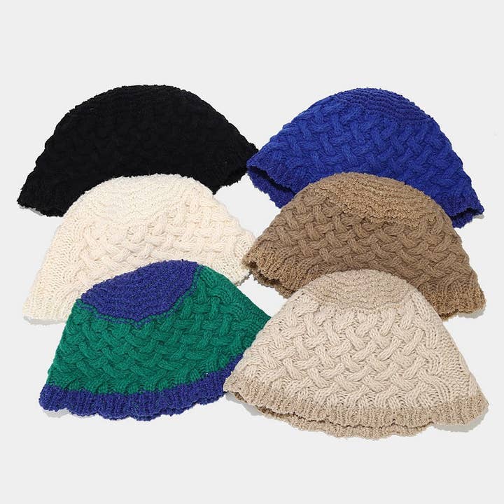 Dipped Shop - Wholesale Bucket Hat - Women's - Vintage Twist Crochet Knit Bucket Hat DPBH0334